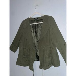Torrid Olive Green Drape Anorak jacket. Pockets waist tie size 2